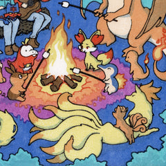 'Campfire Stories' Woodblock Print