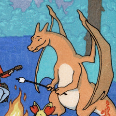 'Campfire Stories' Woodblock Print