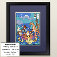 'Campfire Stories' Woodblock Print