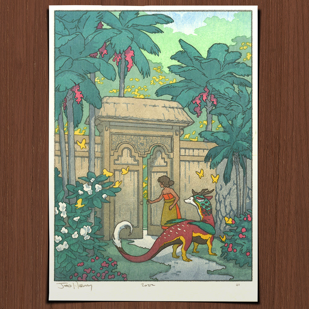 'Outside the Gate' Woodblock Print