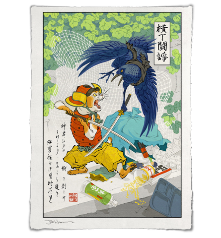 'Cat vs. Raven' ジクレー版画