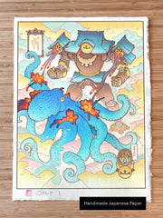 'Shrine Guardian vs. the Abyssal Kraken' Giclée Print