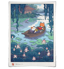 'Fox and Cat, Summer Reading' Giclee Print
