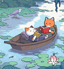 **Pre-Order** 'Fox and Cat, Summer Reading' Wall Scroll