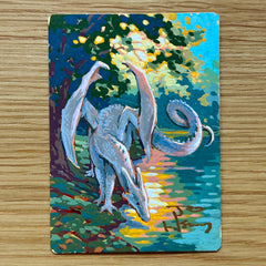 Hand Painted AP Card: White Dragon