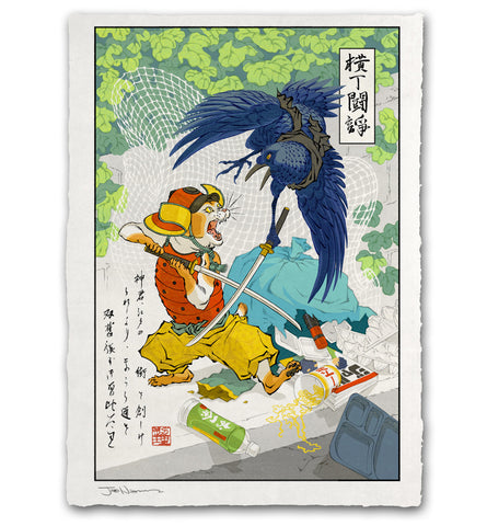 'Cat vs. Raven' ジクレー版画