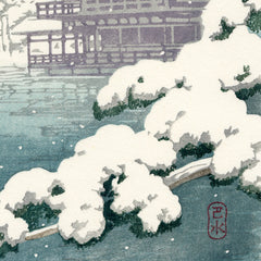 'Golden Pavilion in Snow' Woodblock Print