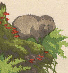 'Tanuki in the Forest' Woodblock Print
