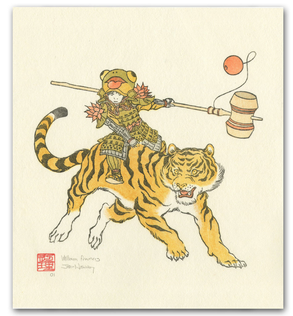 'Tiger Rider' Woodblock Print